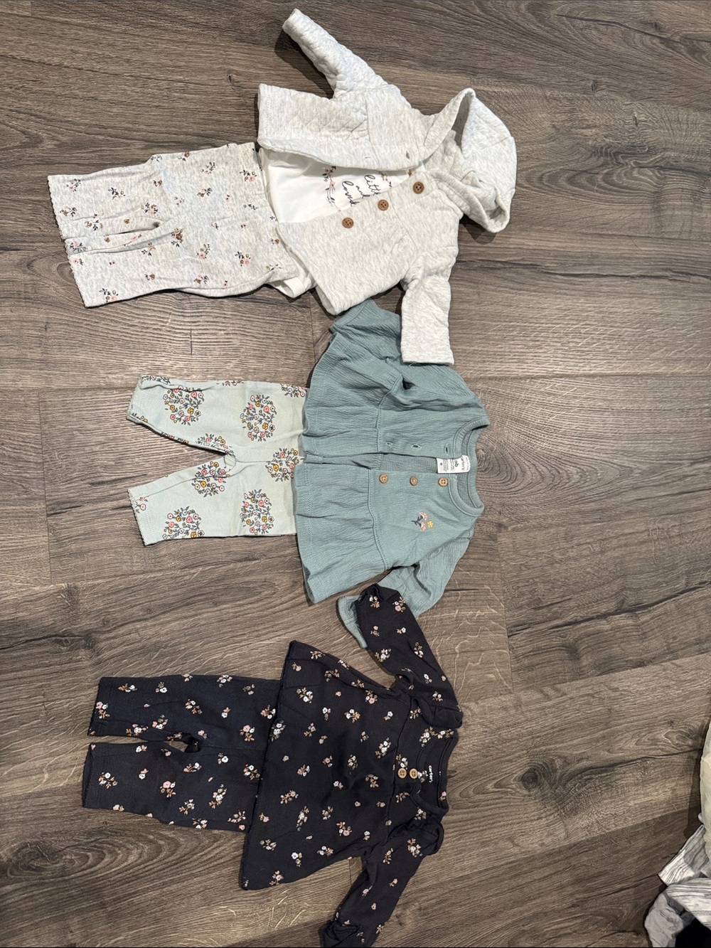 Carter's Three-Piece Girls' Mix & Match Set - Sage, Navy, Cream